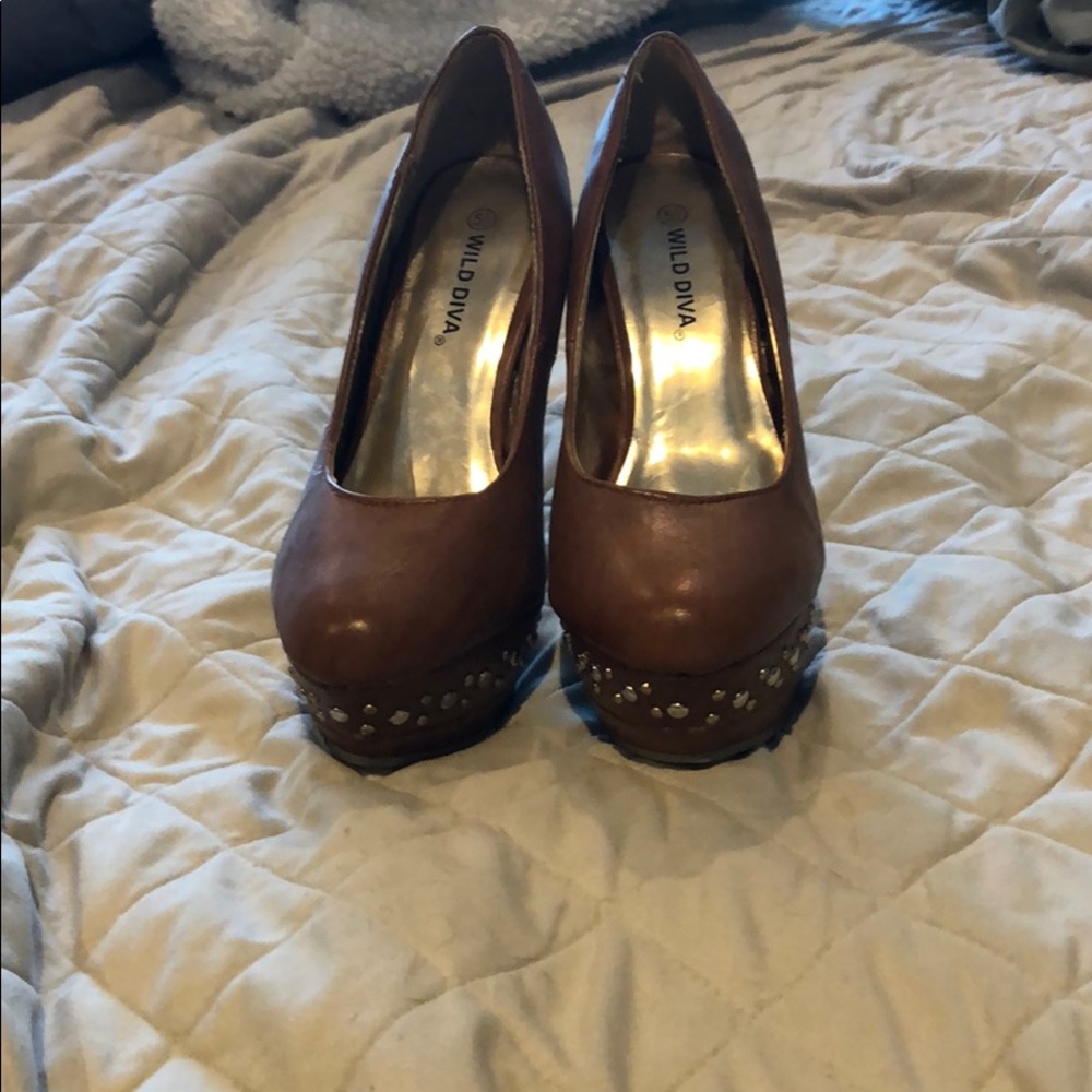 Brown studded heels